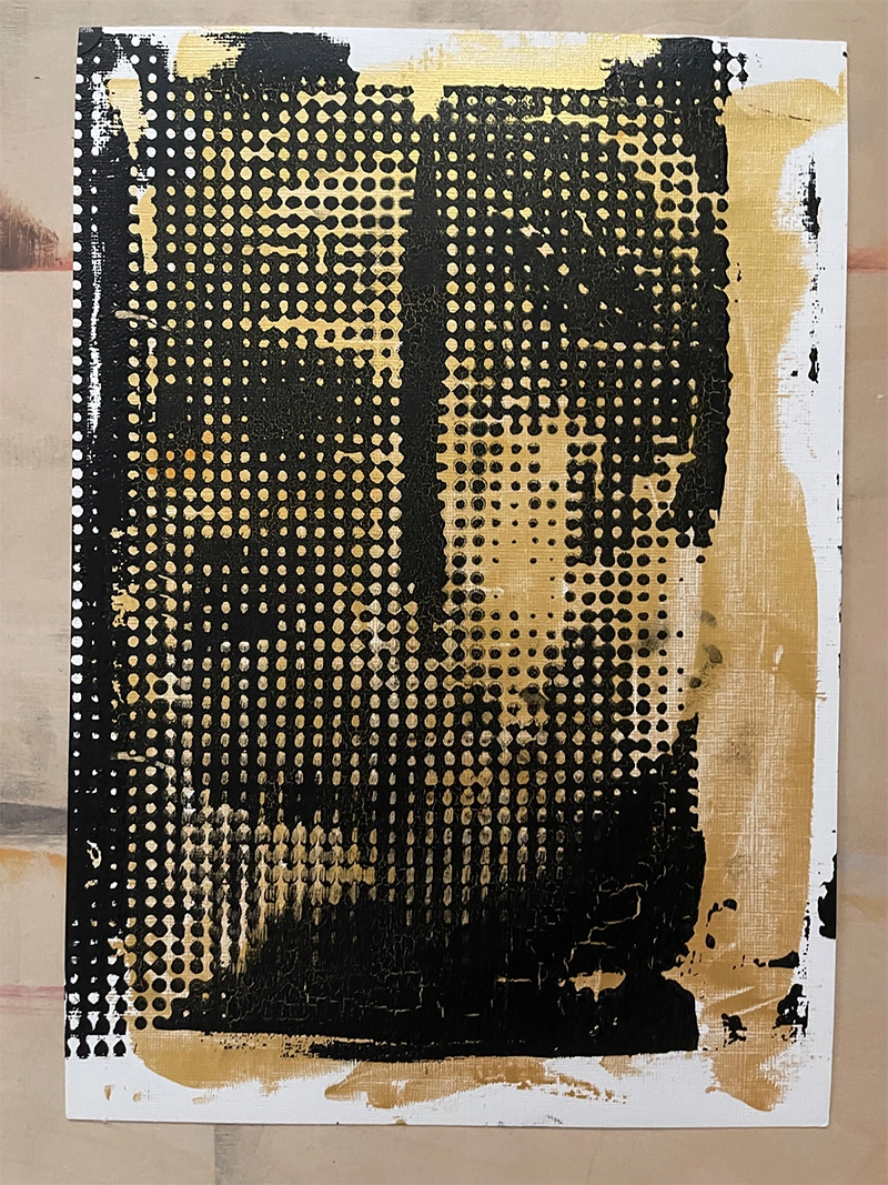Process image for Print Test Gold-Ink-Roll in the Movie Series screen-printing project.
