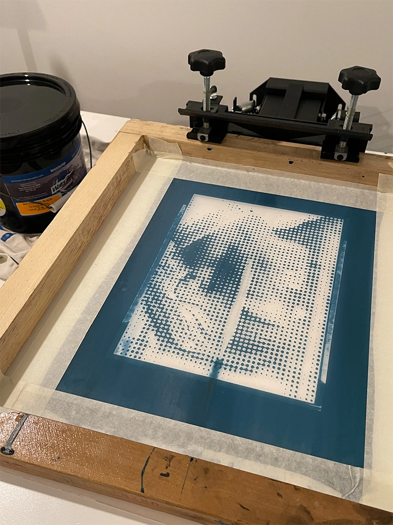 Process image for Screen Wooden Test in the Movie Series screen-printing project.