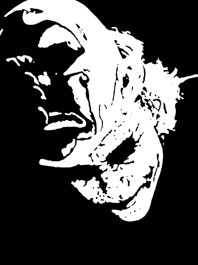 Process image for Sketch Joker Stencil Cut in the Movie Series screen-printing project.